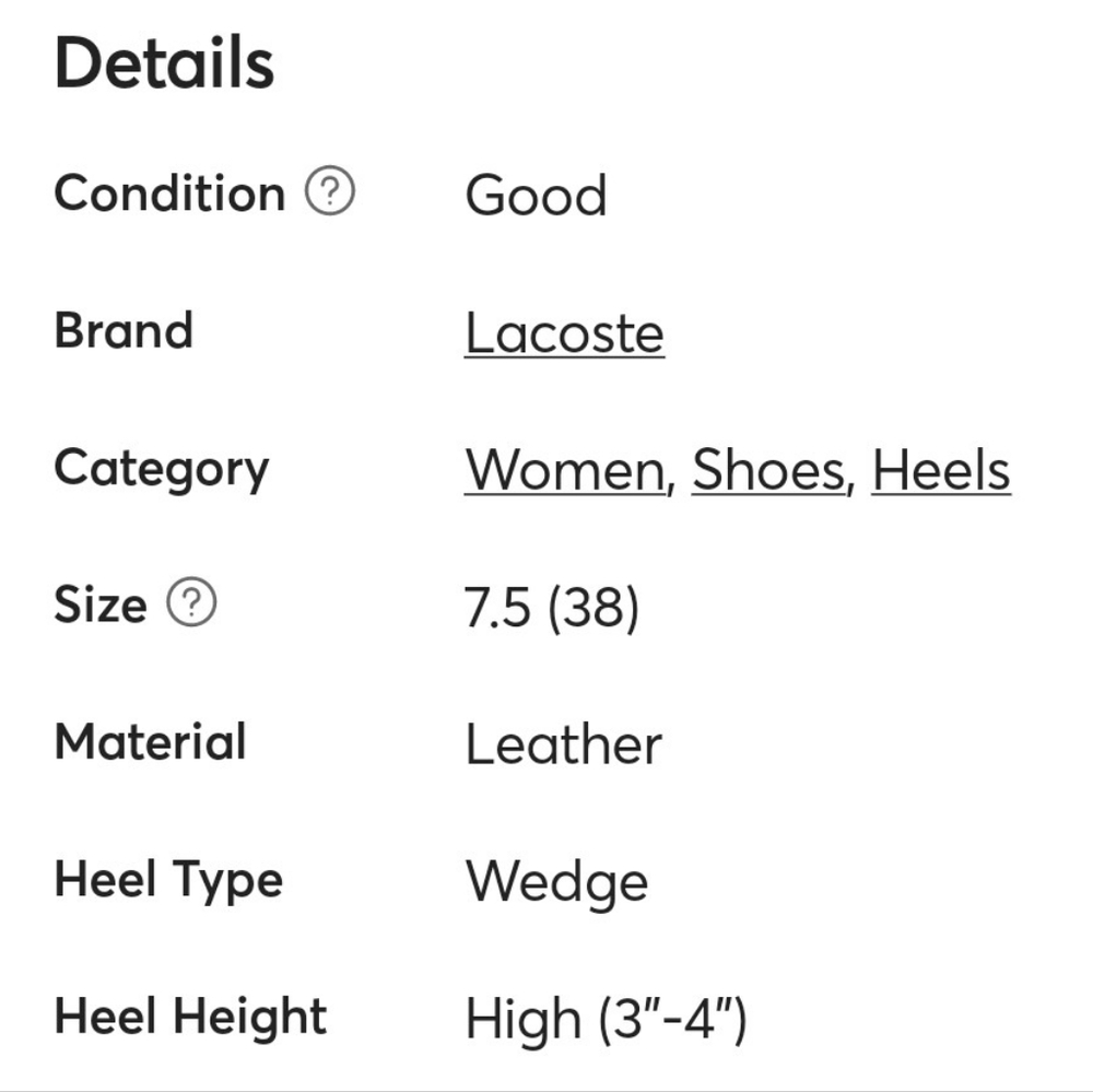 🐊Lacoste Paris Brown Leather Wedge Shoes. Women's Size: 7.5 - Picture 7 of 13